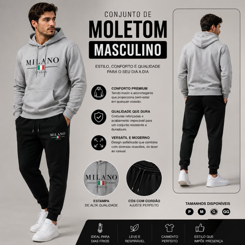 Conjunto Kit Moletom e Calça Blusa de Frio Estiloso Moderno Conjunto de Moletom Casaco Agasalho Calça de Frio Capote