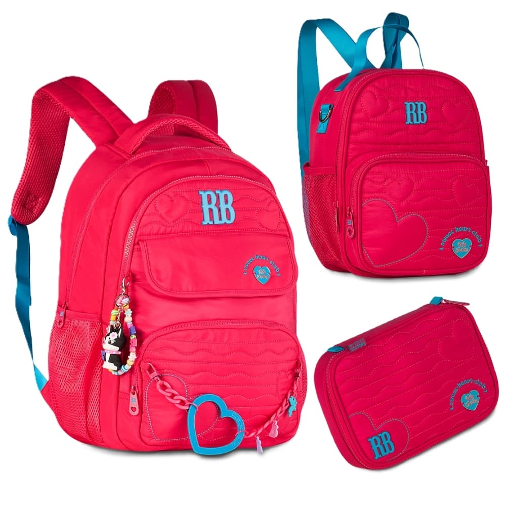 KIT MOCHILA DE COSTAS E LANCHEIRA  E ESTOJO BOX REBECCA BONBON