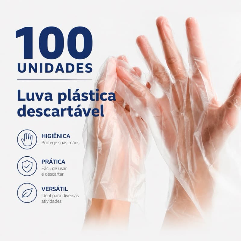 100 Unidades Luvas Descartável Plástica Multiuso Cozinha Limpeza Manicure Estica