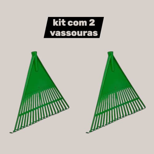 Kit Com 2 Vassouras Rastelo de Plástico Jardim Grama Sem Cabo