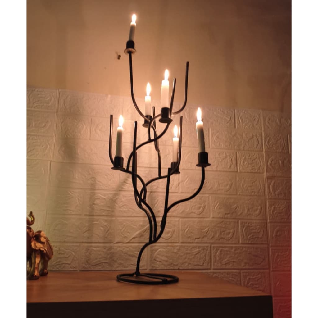 Candelabro Catedral Notre-Dame 6 Velas Grande Em Ferro Maciço Preto