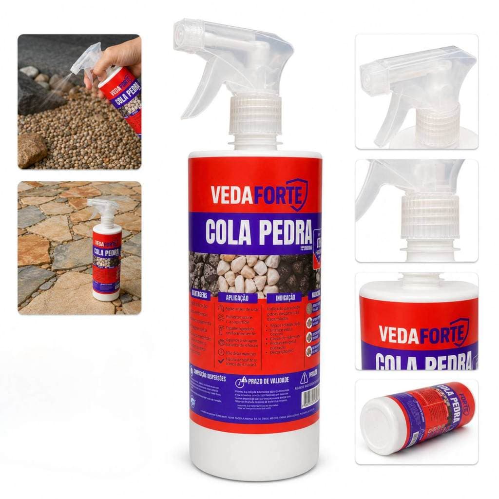 Cola Fixadora de Pedras Líquido Veda Forte 1L Estabilizador para Paisagismo