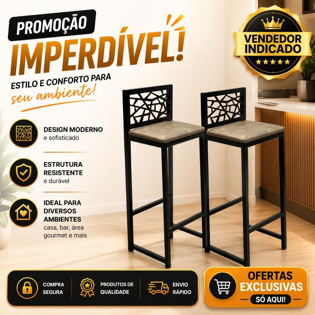 Banquetas Alta Bistrô Bancos Bancada Cozinha Americana Bar Balcão Direto da Fabrica Kit penteadeira