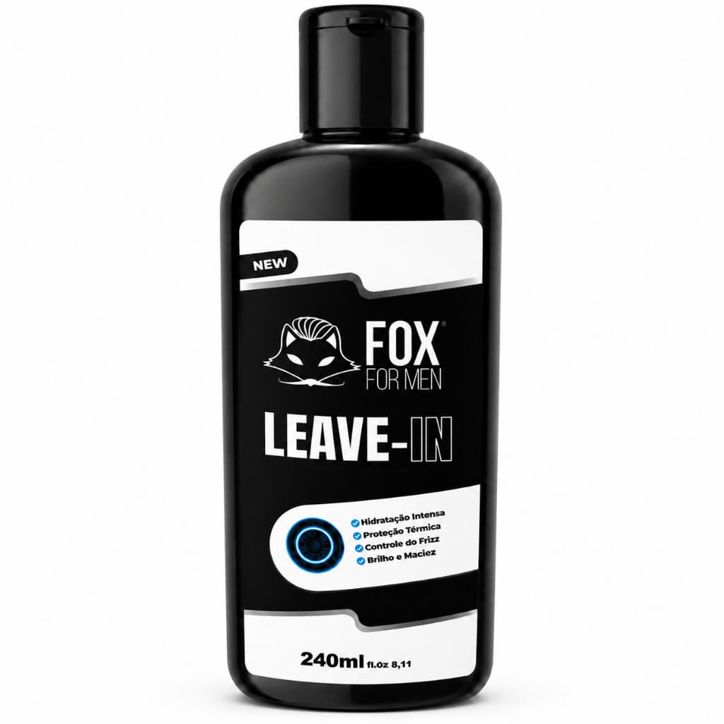 Leave-In Fox For Men Uso Diário Sem Enxágue Controle Frizz Hidratação Brilho Cabelo Masculino Forte