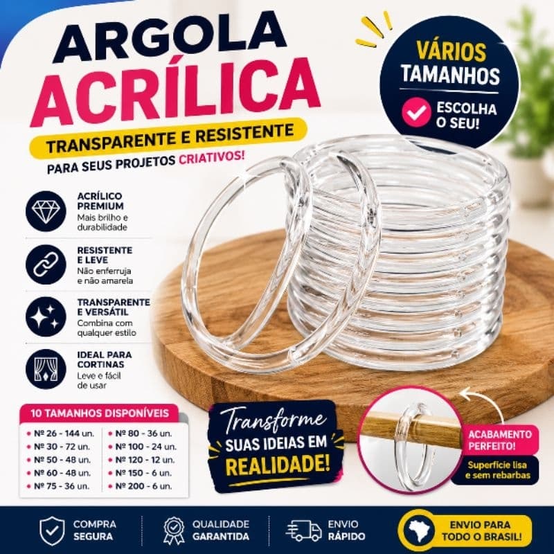 ARGOLAS ACRÍLICAS VÁRIOS TAMANHOS RITAS.