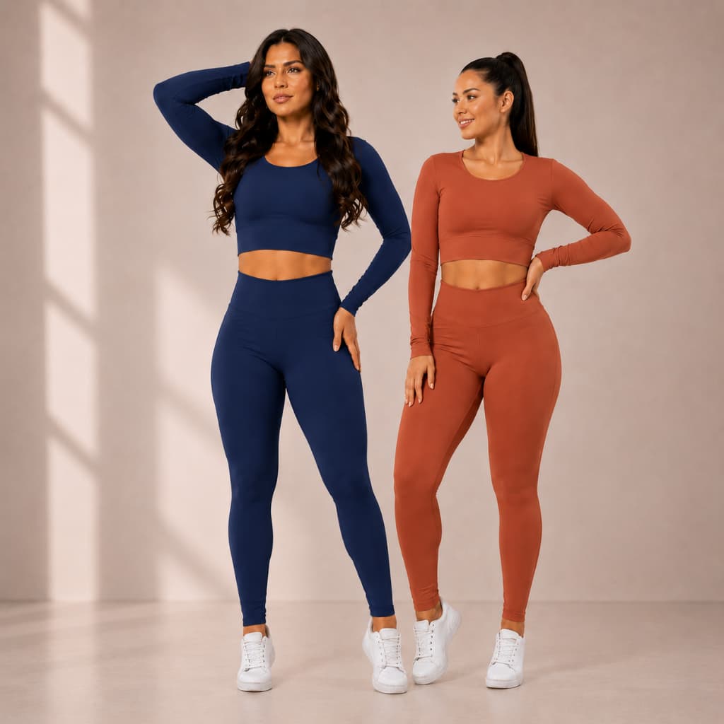 Kit 2 Peças de Calças Legging Fitness Feminina Cintura Alta Empina Bumbum -