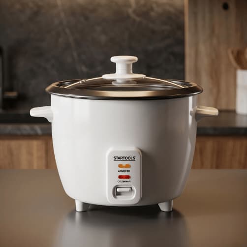 Panela de arroz elétrica 1,3 litros Startools - Branca - 220V e 127V