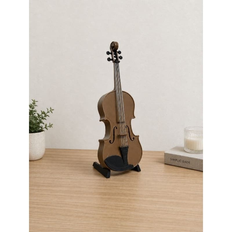 Violino  Decorativo em miniatura com suporte expositor - Impressão 3D.