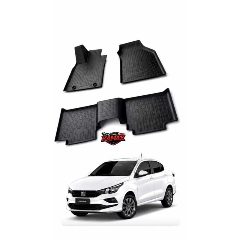 Tapete Bandeja Fiat Cronos (2018 a 2026) – Kit 3 Peças em TPE Flexível Premium