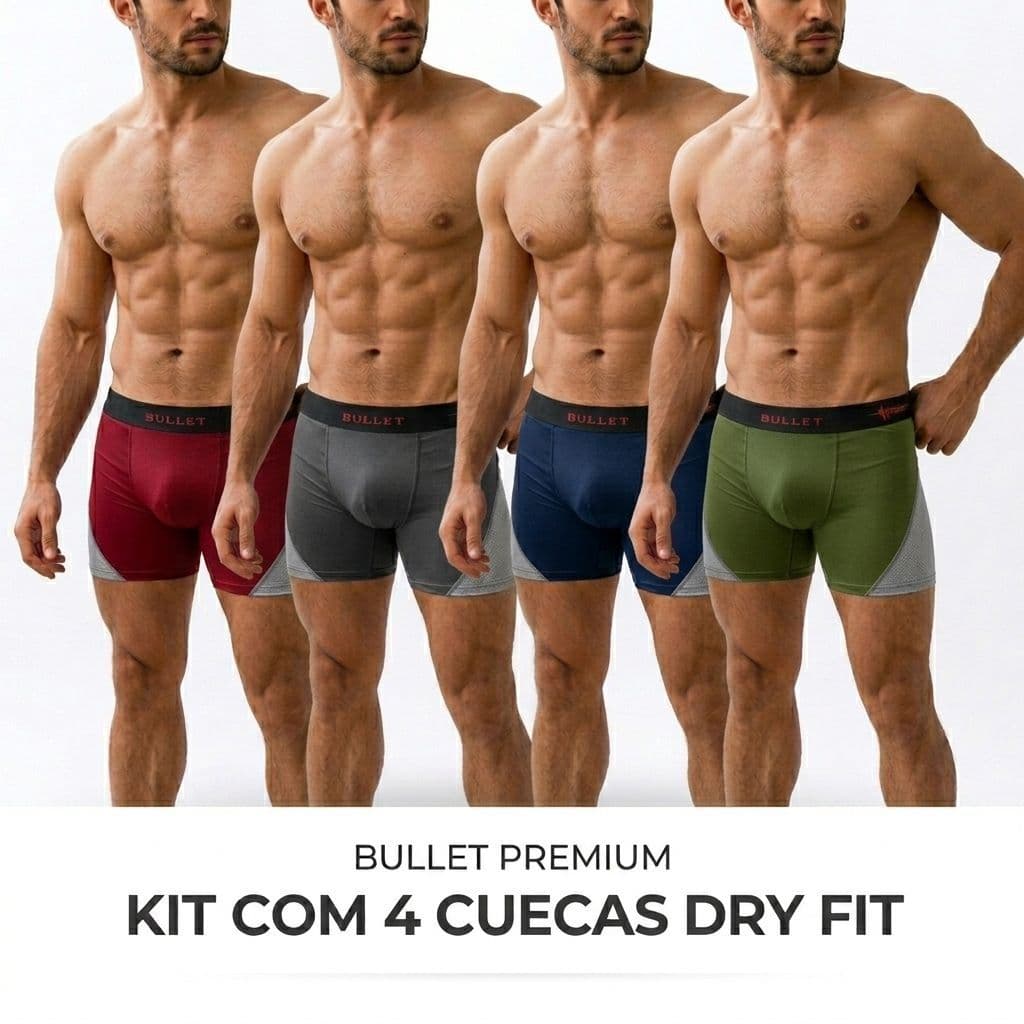 Kit 4 Cuecas Dry Fit Masculinas 🩲Conforto, leveza e secagem rápida para o dia a dia. Ideal para esporte e uso diário
