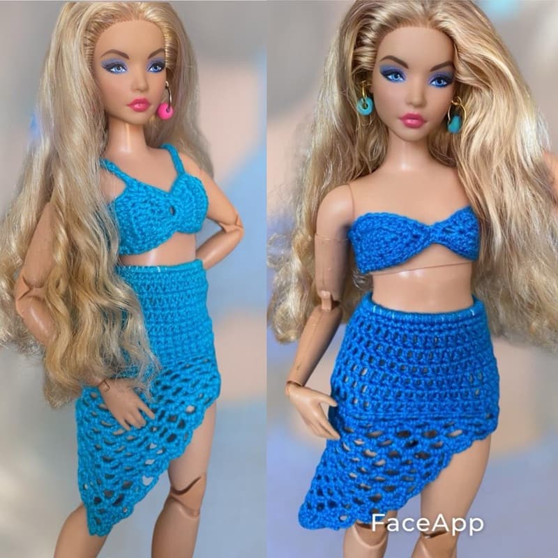 KIT EXCLUSIVO ROUPINHAS EM CROCHÊ PARA BONECA 30CM – Short + Top + Saída de Praia | Feito à Mão ROUPINHAS PARA BONECA