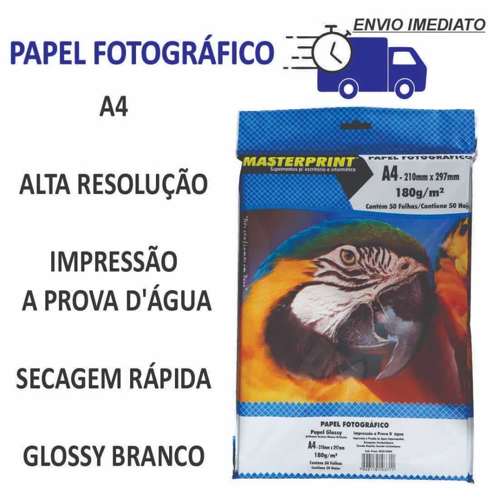 200 Folhas - PAPEL FOTOGRÁFICO ALTA RESOLUÇÃO - MASTERPRINT