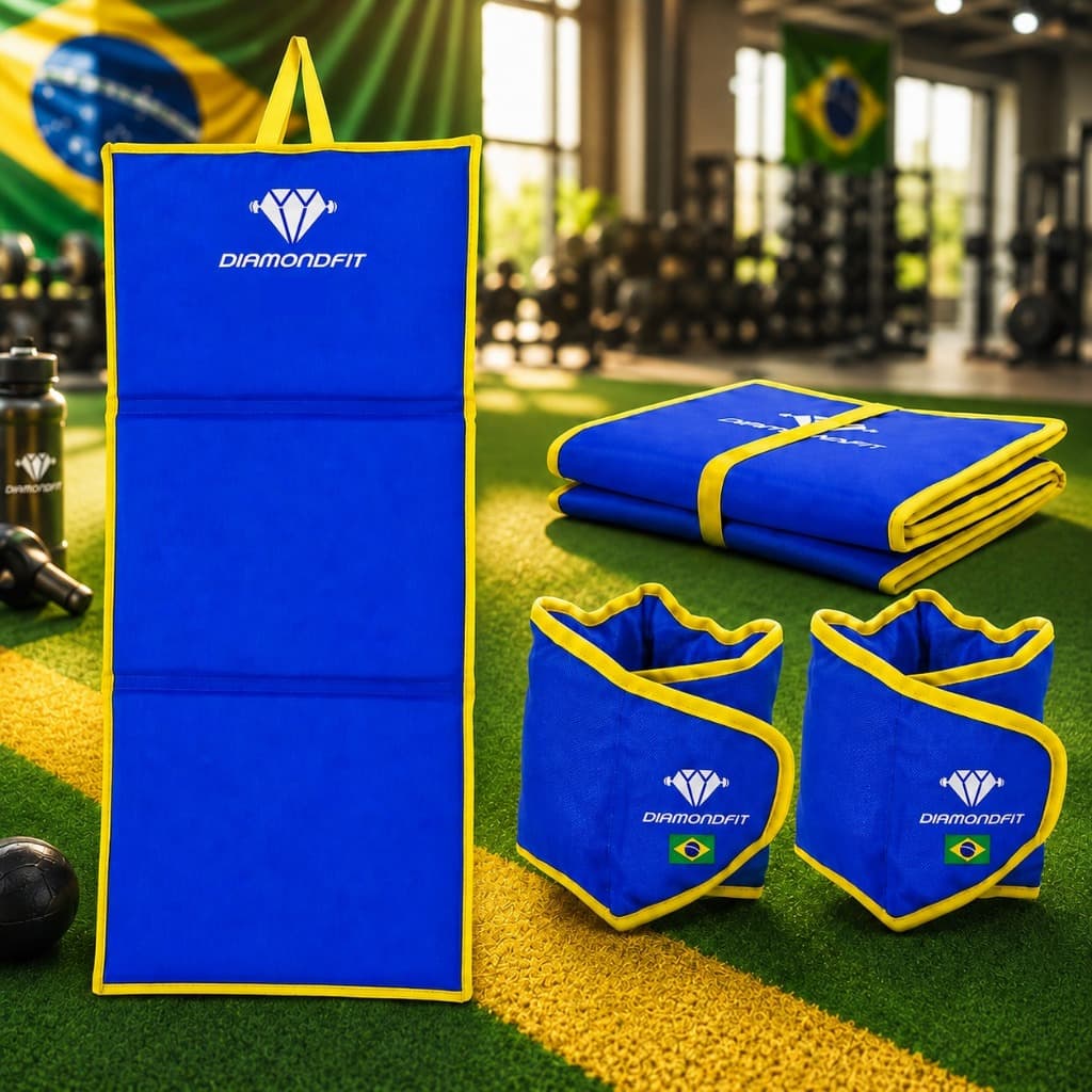 Kit Treino Funcional Brasil Colchonete Academia + Par de Caneleiras