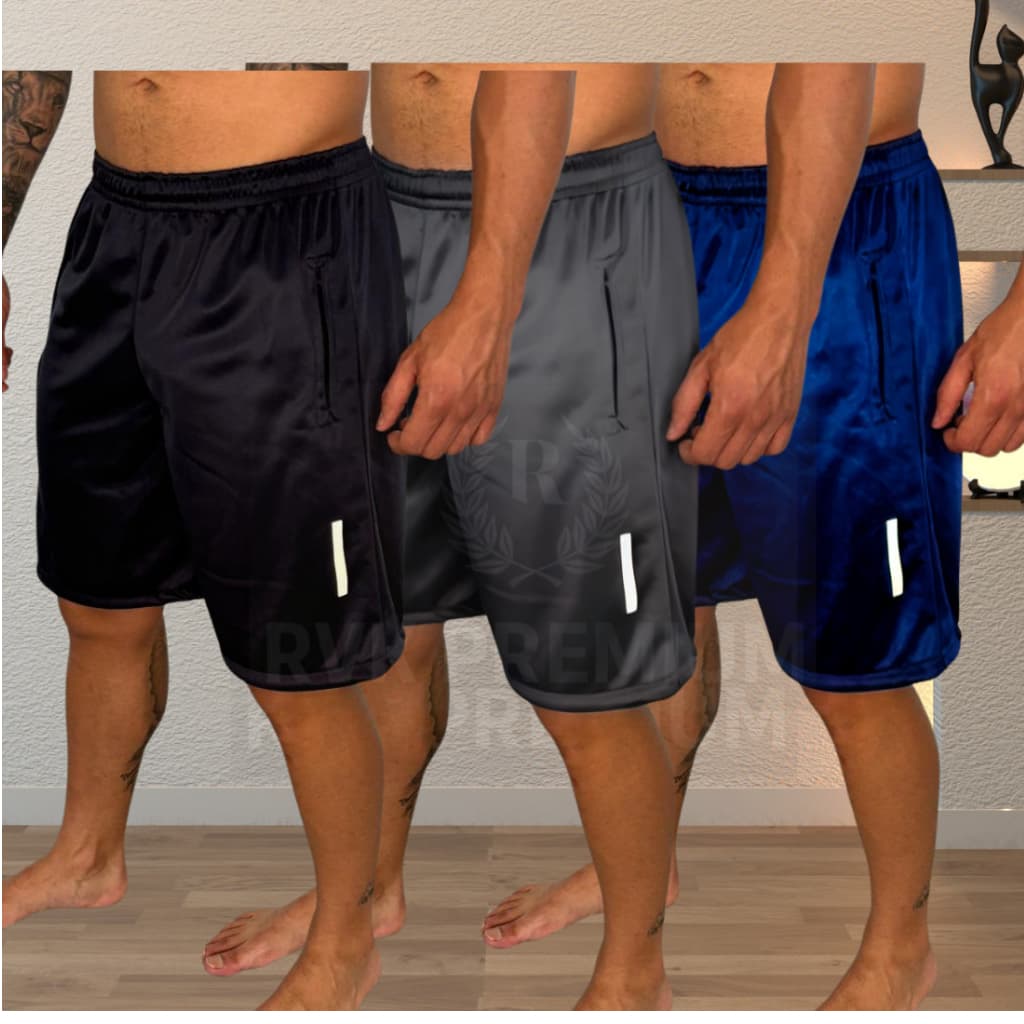 Kit 3 Bermudas Masculinas Dry Fit Academia Treino Corrida Malha Leve Confortável