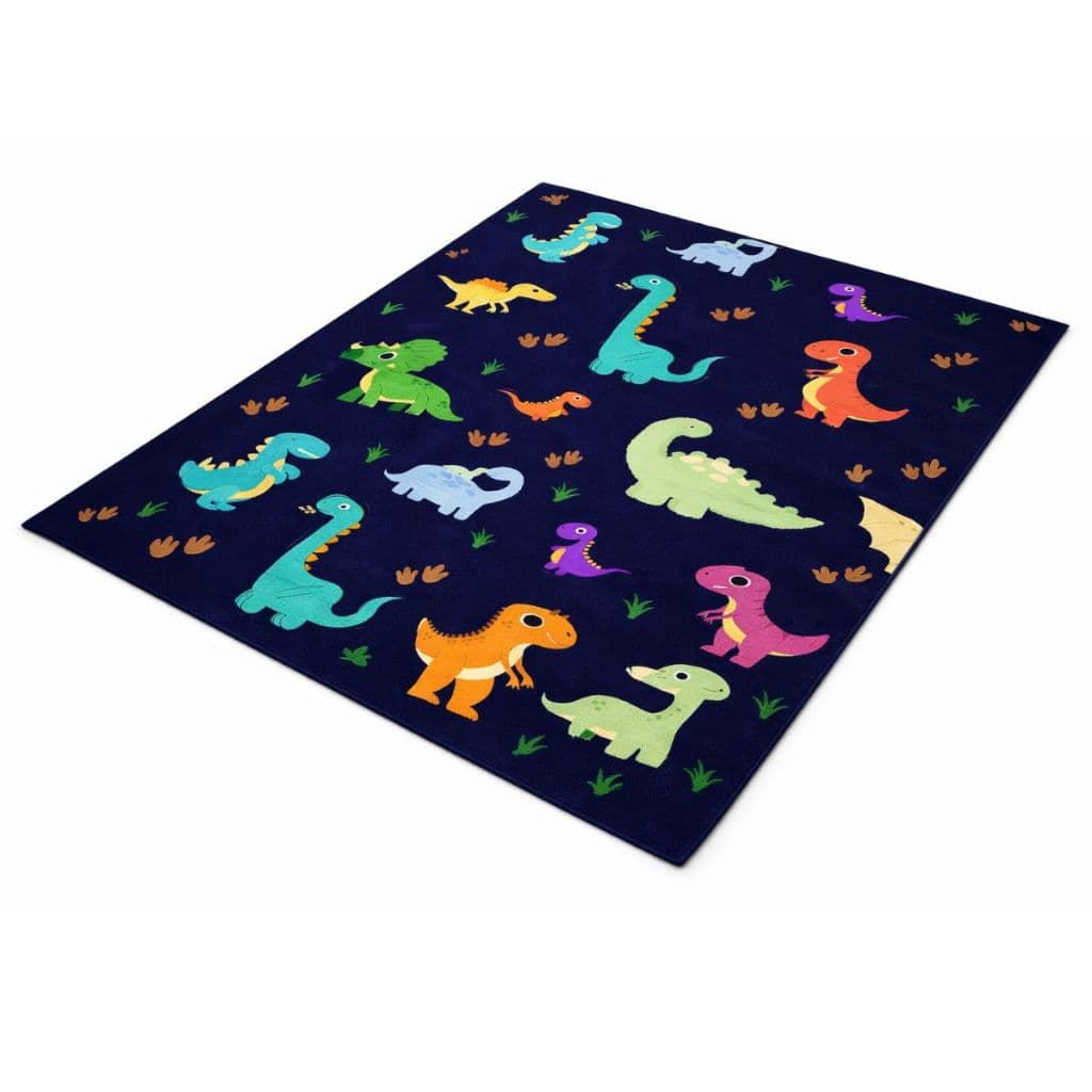 Tapete Infantil Belga Kids Dinossauros Colorido Estampado 1,00x1,30 Antiderrapante Quartos Decoração