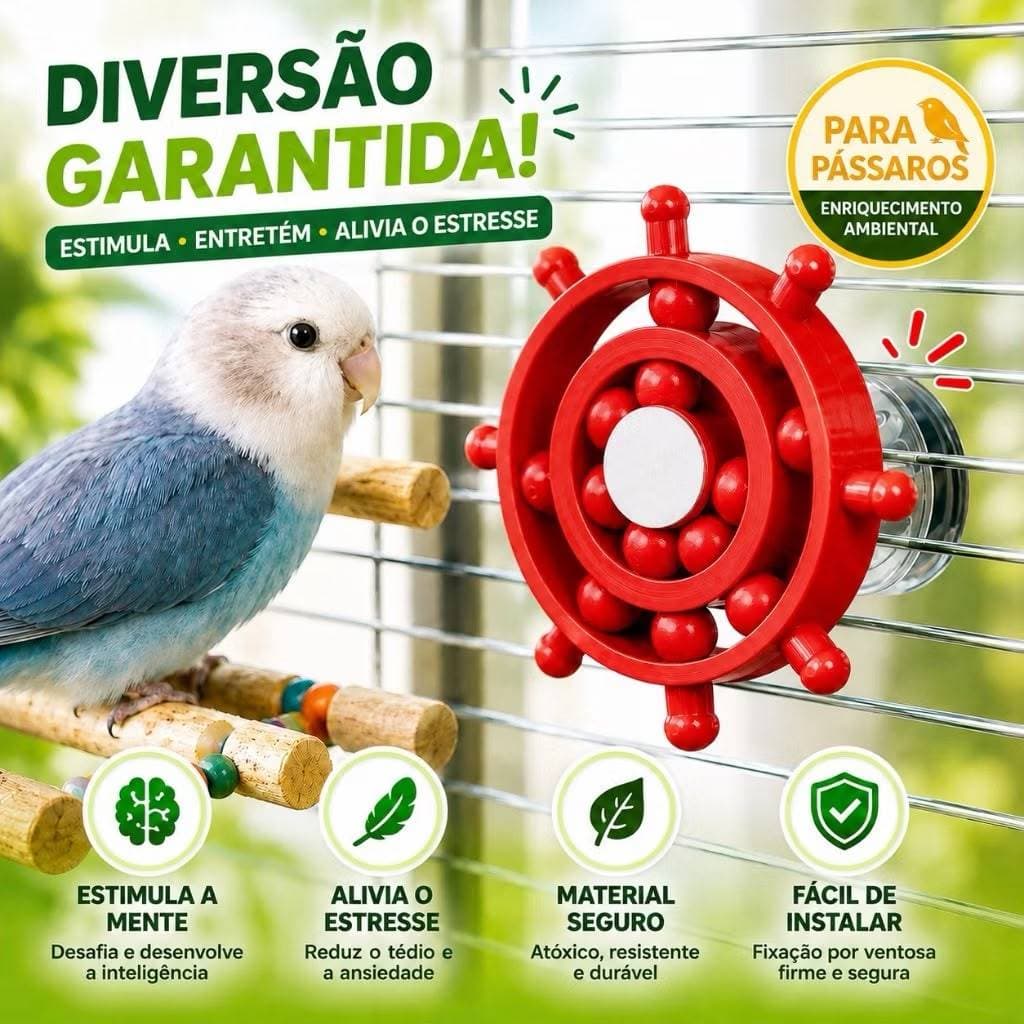 Disco Giratório Interativo – Brinquedo Educativo para Aves, Periquitos, Calopsitas e Agapornis