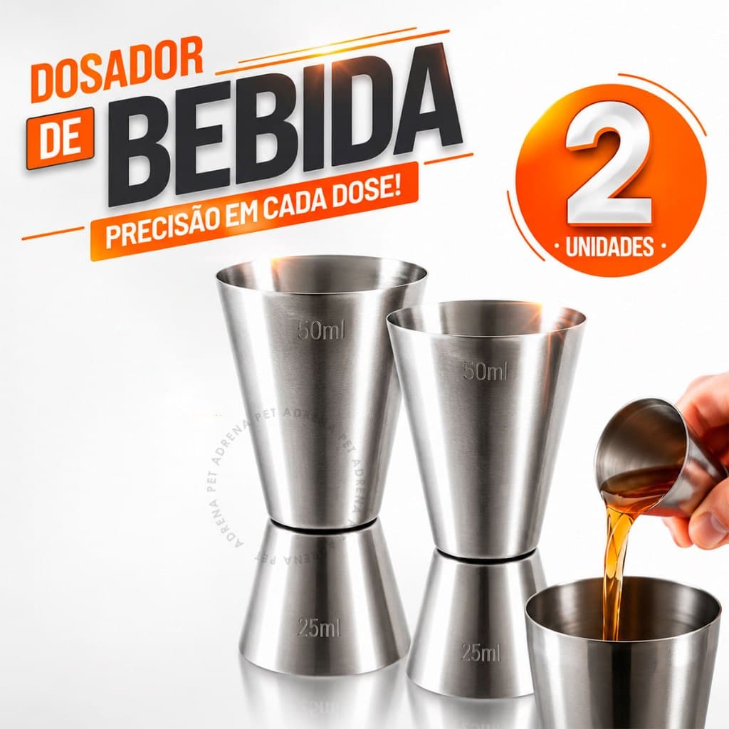 Kit Dosador de Bebida Duplo Inox Drink 25ml e 50ml Barman Bar Cozinha Profissional Premium