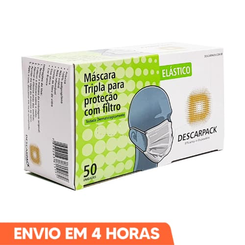 Kit Até 500un Máscara Descartável Cirúrgica Tripla Com Elástico Descarpack