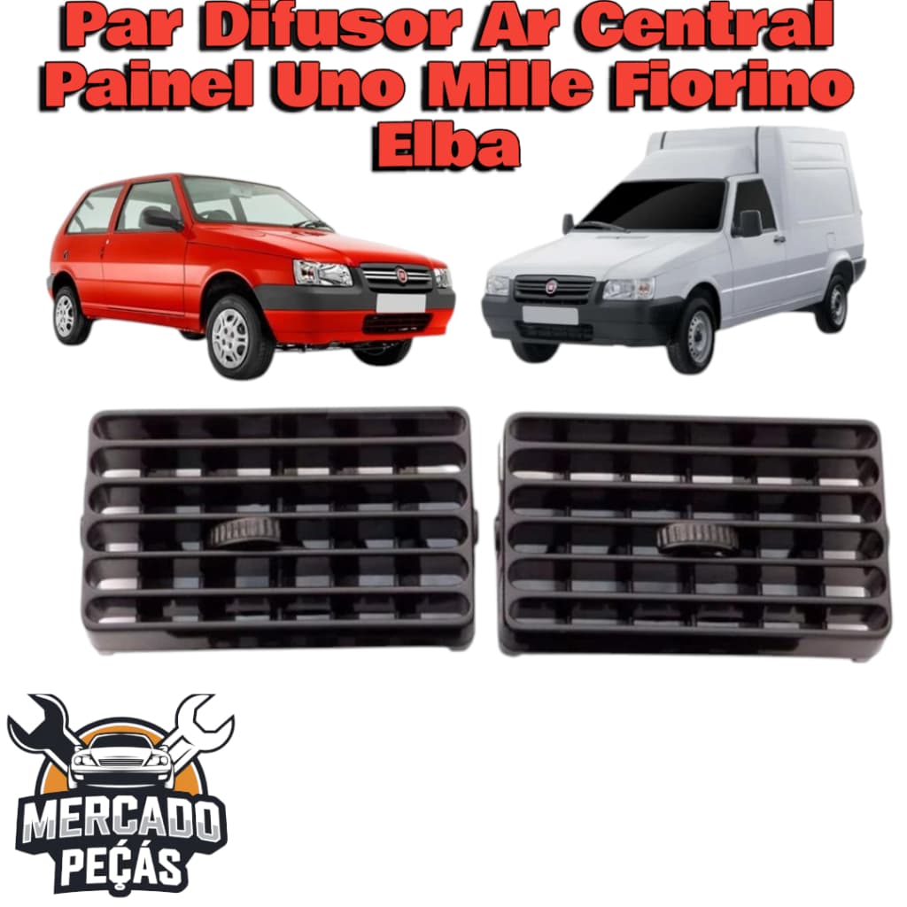 Difusor Ar Central Saída Painel Preto Fiat Uno Mille Fiorino Elba Duna 1995 a 2013