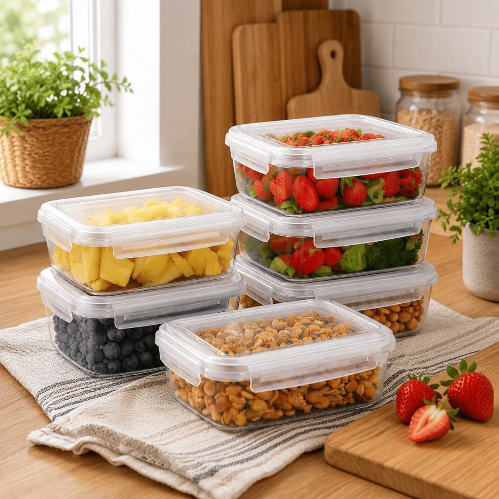 Kits Pote Marmitas Fitness 300ml/750ml/1L/1,25L com Travas BPA FREE Plástico Organizador