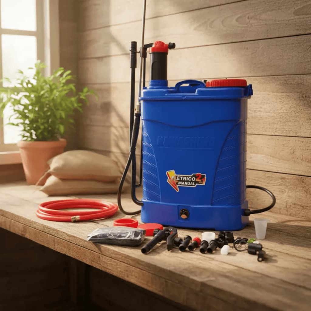 Pulverizador Agrícola Kawashima 20L Costal Manual e Elétrico a Bateria Para Jardinagem e Lavoura