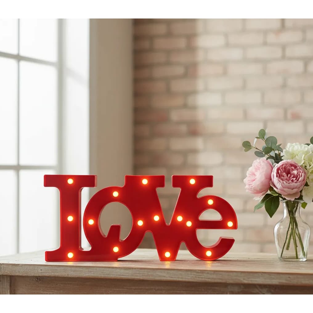 Enfeite Led Love 30cm Vermelho Decoração Com Pilha