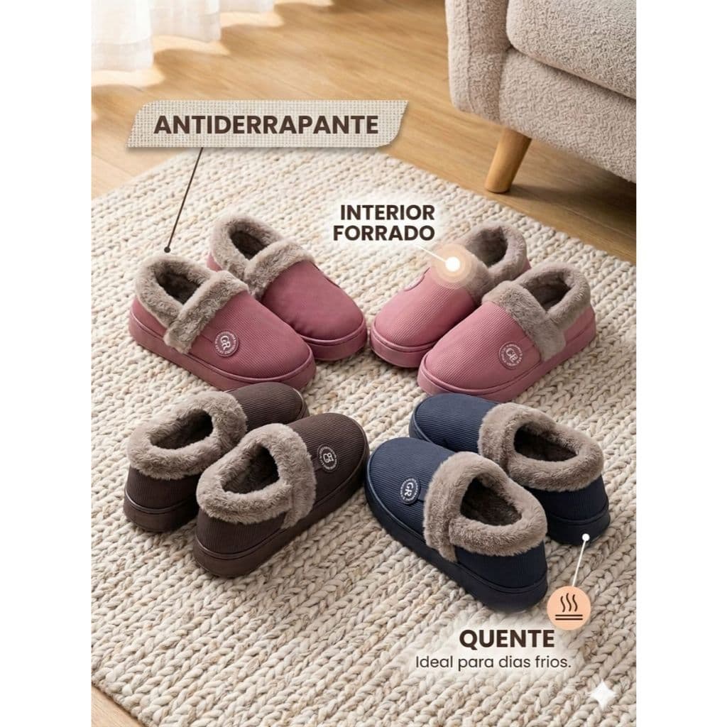 Pantufa Fechada Premium Confort Macia Elegante Quente Aconchegante Inverno Top Soft Forrada