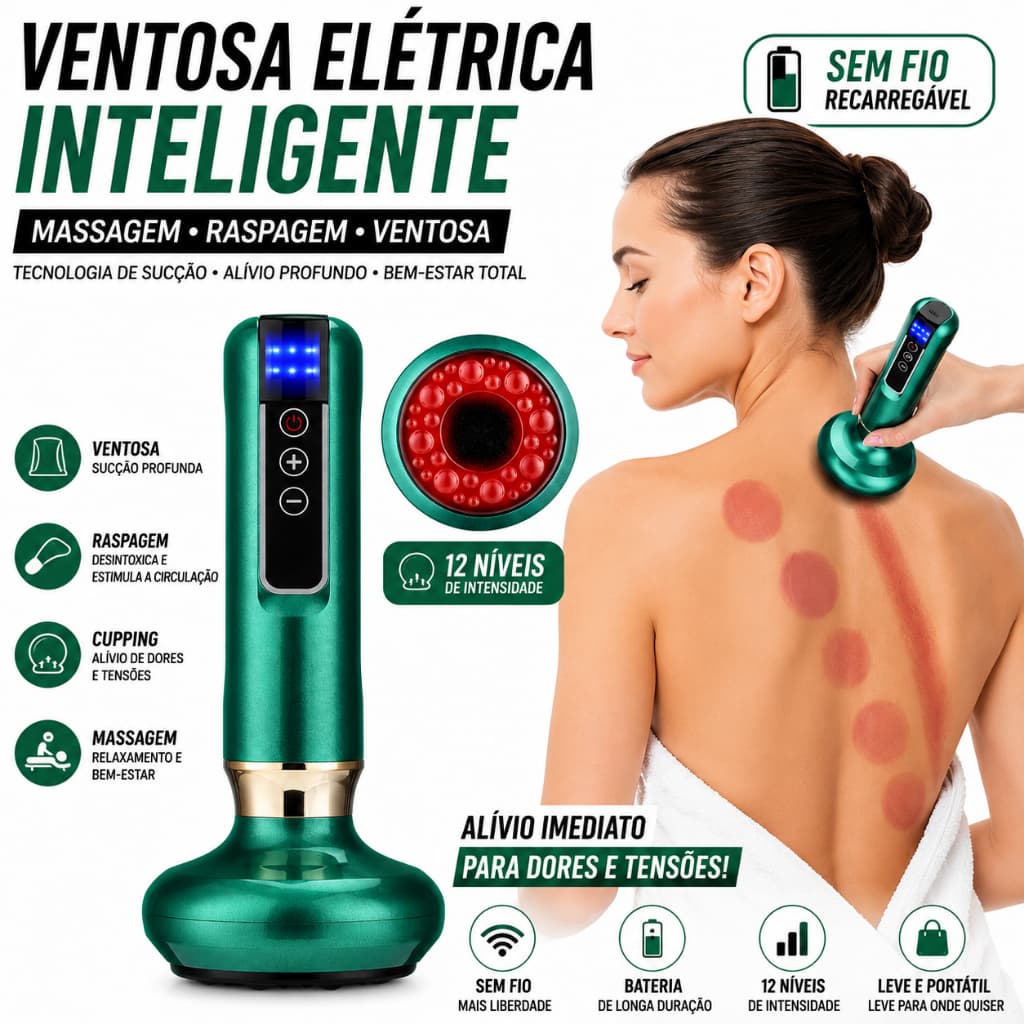 Instrumento Inteligente De Massagem Ventosa Eletrica Negativa Aparelho De Raspagem Elétrico Sem Fio