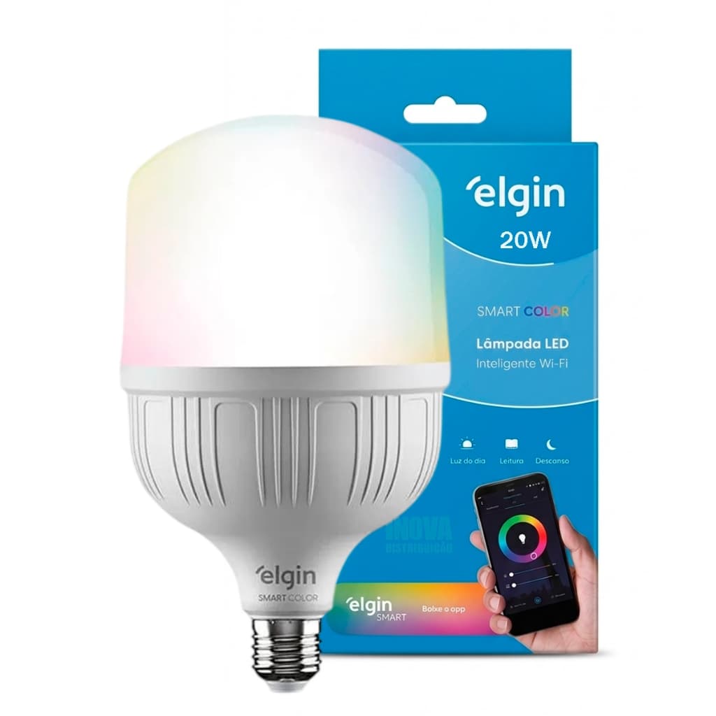 Lâmpada Inteligente Elgin Super Potência 20W Smart Color Wi-fi Compatível Alexa e Google Home