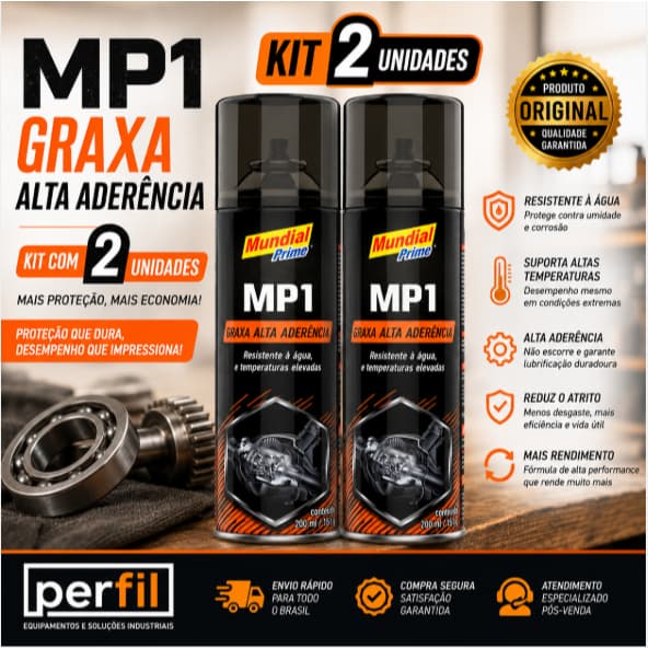 KIT 2 GRAXA MP1 ALTA ADERENCIA SPRAY 250ML MUNDIAL  graxa líquida spray graxa para corrente de moto