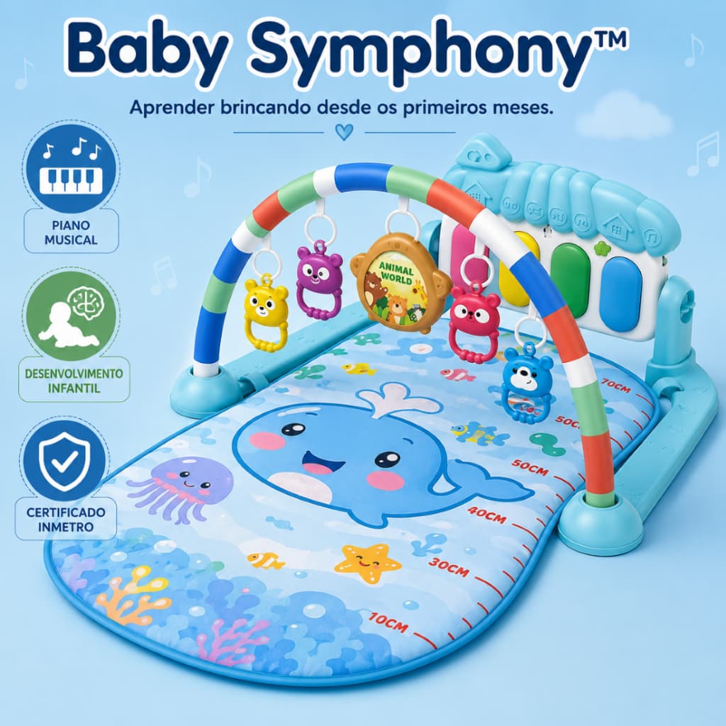 Tapete de Atividades Bebê Musical com Piano Interativo e Brinquedos Suspensos - Baby Symphony
