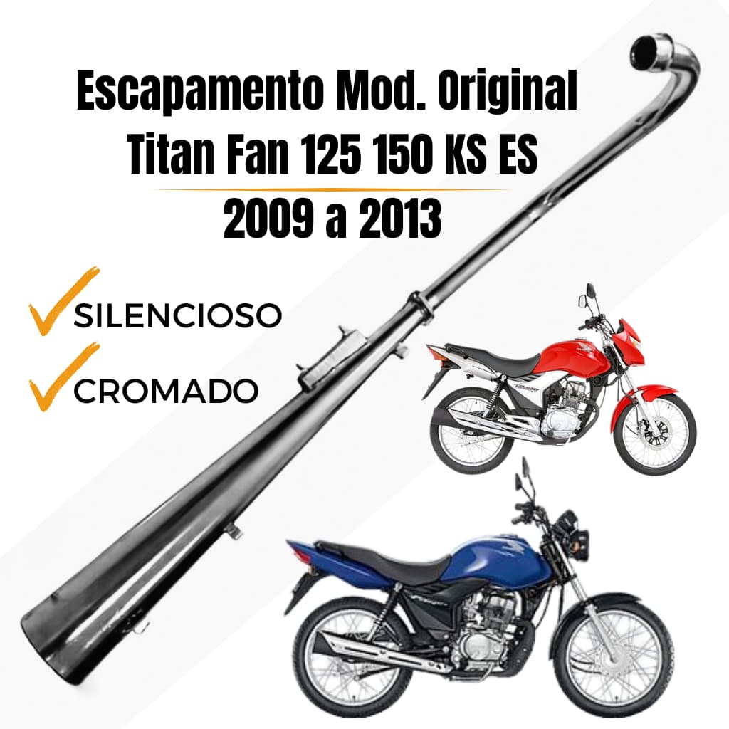Escapamento Titan Fan  125 150 KS ES  2009 á 2013 Cromado modelo do original - silencioso