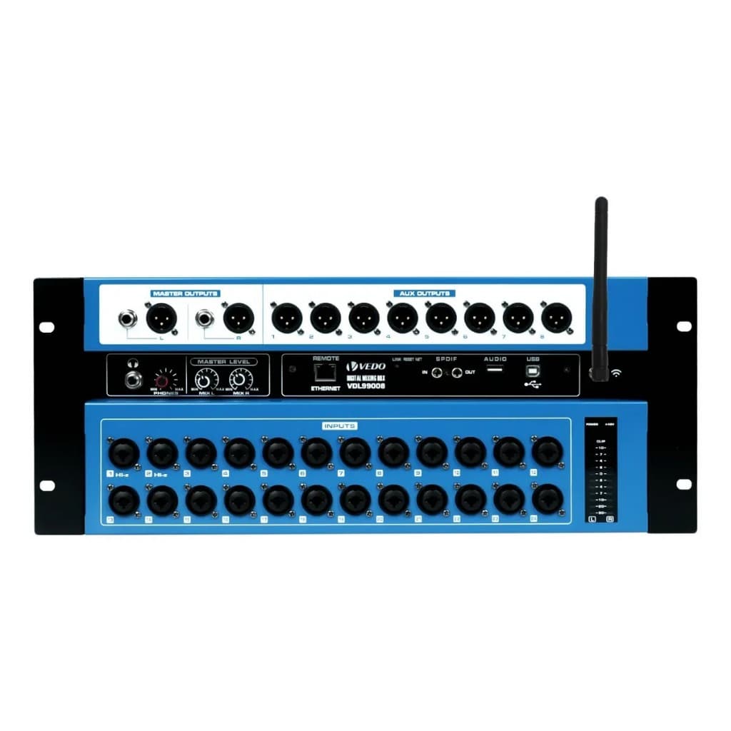 VEDO Mesa De Som Digital 24 Canais Rack WiFi 16 Interface De áudio Gravação Multipista 16Canais Com MP3/WAV/FLAC/APE 2FX
