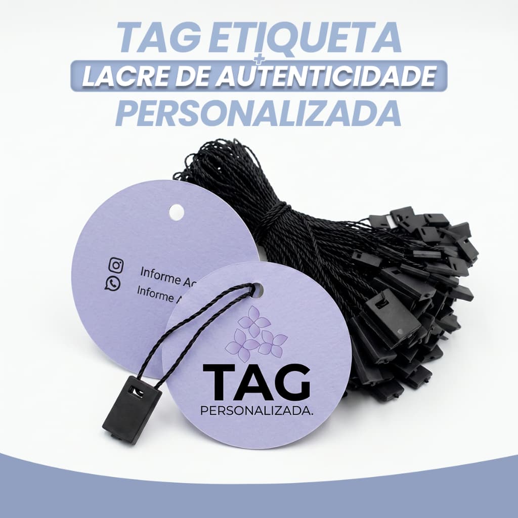 Kit Lacre de Autenticidade + Tag Personalizada Redonda 4x4 100un