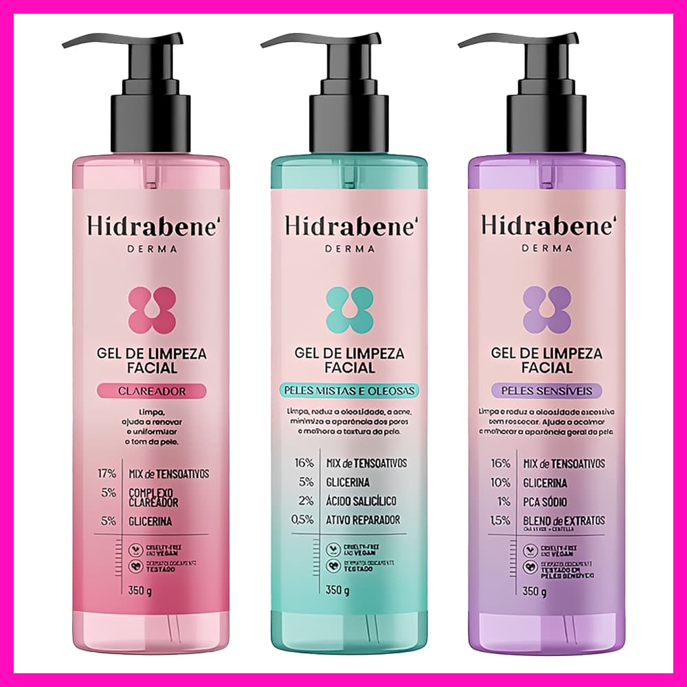 Hidrabene Derma Gel de Limpeza Facial 350g (Une limpeza eficiente e cuidado uniformizador em uma única etapa)