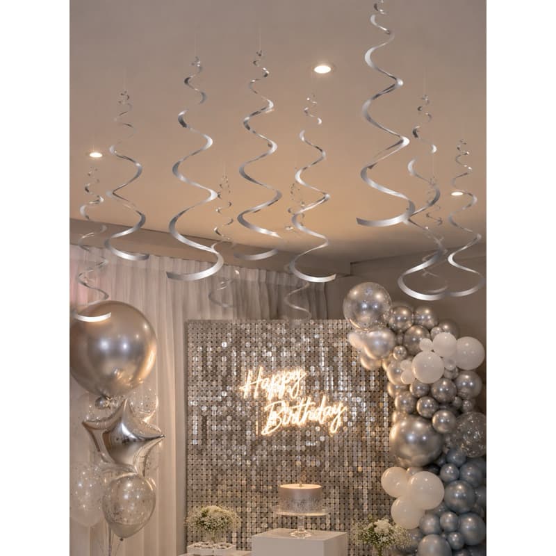 Pendente Decorativos Prata Metalizado C/6un Decoraçao Festa