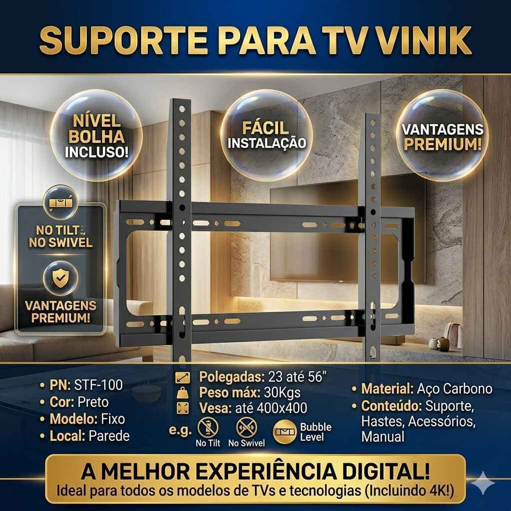 Suporte Fixo De TV Parede Universal 23 A 56 Polegadas Smart TV Led Lcd Ultra Resistente Fácil Instalação STF-100