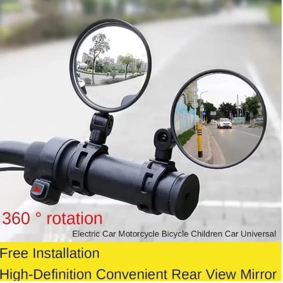 2 espelhos retrovisores de guidão acessórios de bicicleta grande angular rotação de 360 ​​graus seguro e confiável