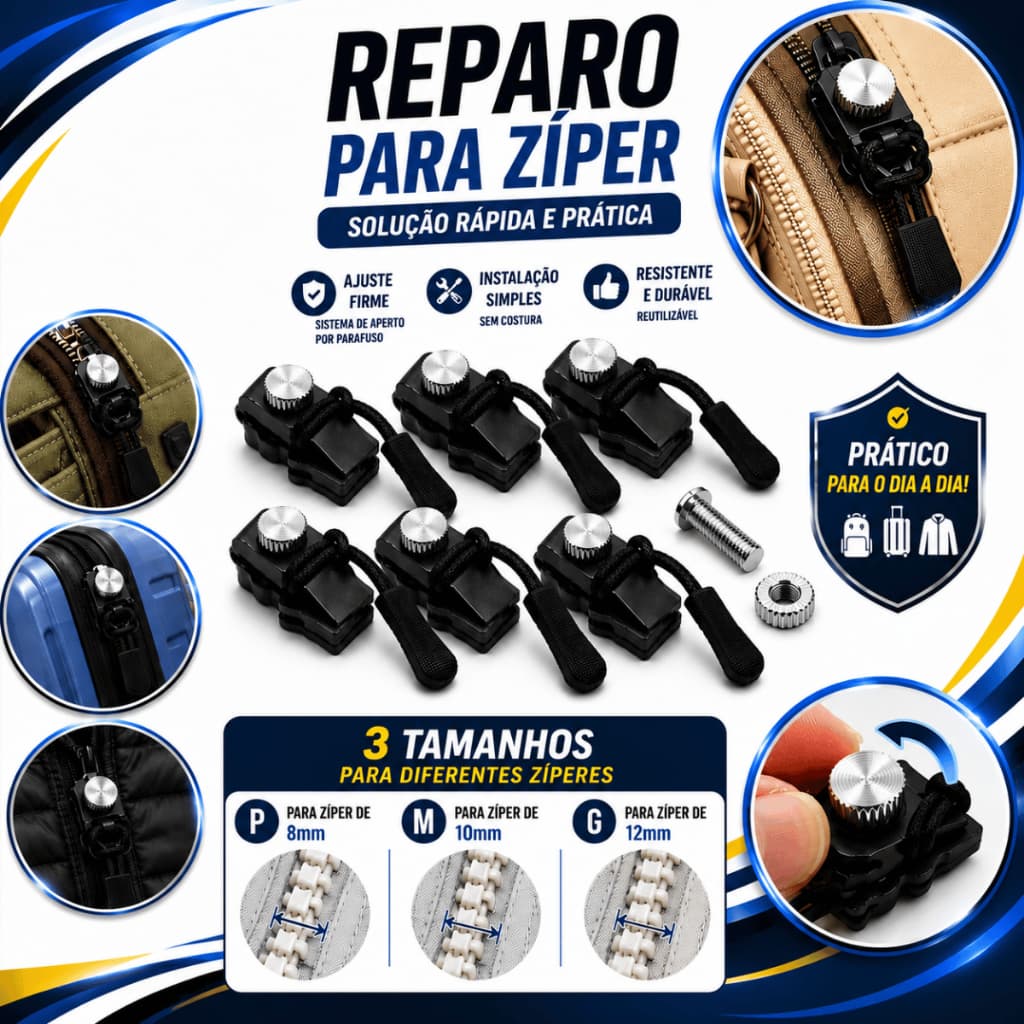 Kit  Reparo para Zípers de Reparo Universal Conserto Instantâneo Sem costura Prático