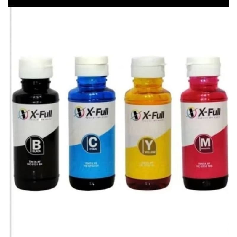KIT COM 4 PRETA 90ML, AMARELA 70ML,AZUL 70ML,VERMELHA70MLTINTA DA MARCA X-FULL COMPATÍVEL GT51,GT52,GT5822,GT5820,GT5810