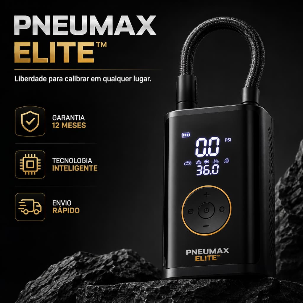 Bomba de Ar Digital Portátil Pneumax Elite Inflador Elétrico Compressor para Pneus Carro Moto Bicicleta Bola USB Recarre