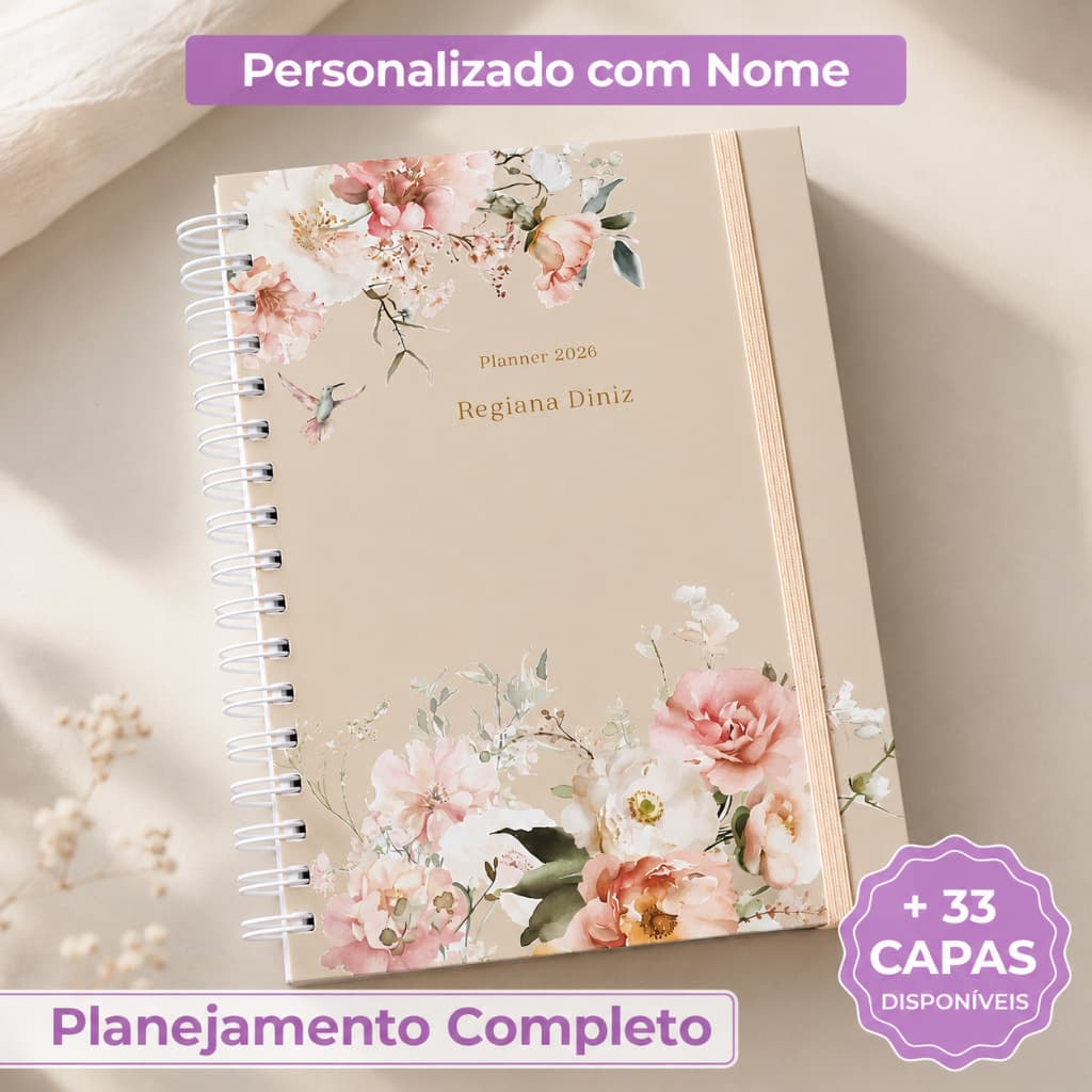 Planner Semanal Personalizado com Nome | Datado 2026 ou Não Datado | Capa Dura A5 | Presente Agenda