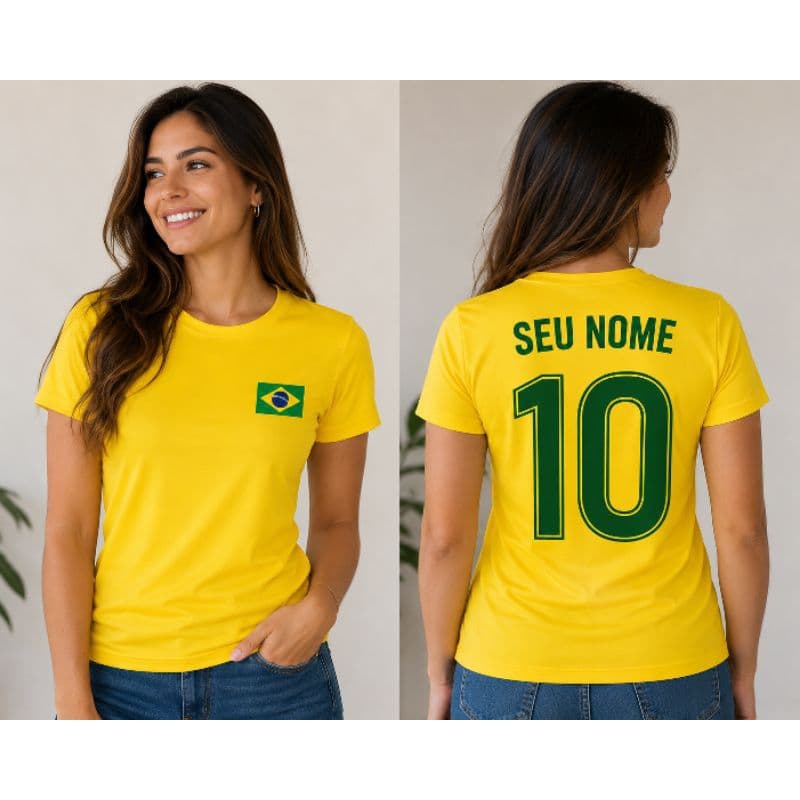 Camisa do Brasil em algodão personalizada estampada em dtf