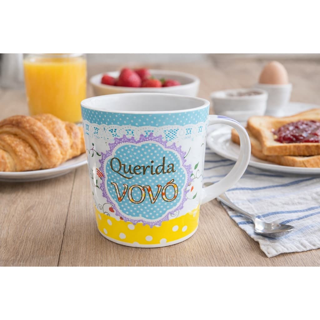Caneca Xícara Porcelana Chá Café com Leite Querida Vovó 370ml