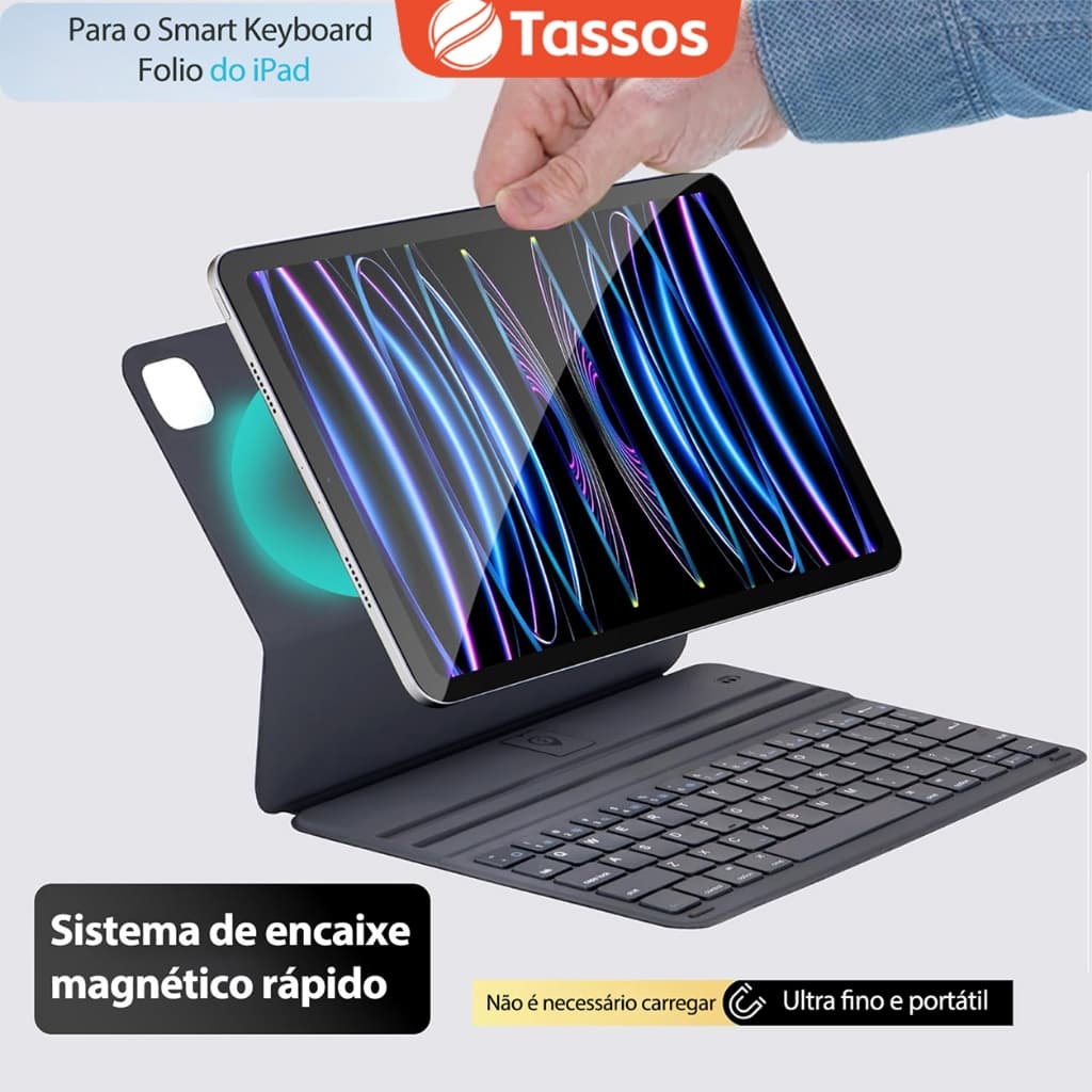 TASSOS Capa Teclado Para iPad 10ª /11ªGeração iPad Air 4/5/6 ABNT2 Teclado Bluetooth Com Proteção 360° e Estojo