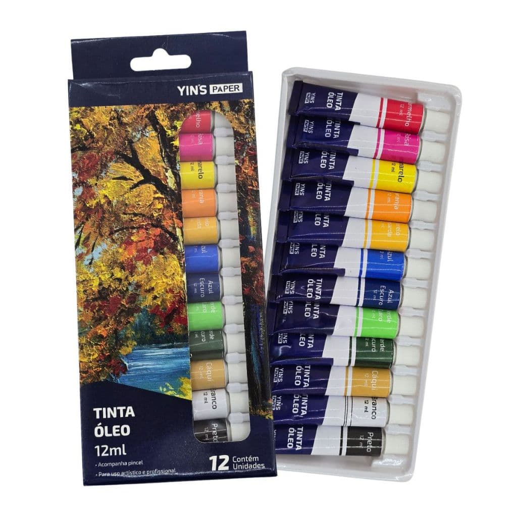 Tinta A Óleo Estojo 12 Cores Bisnaga Alta Qualidade Para Pintura Artística