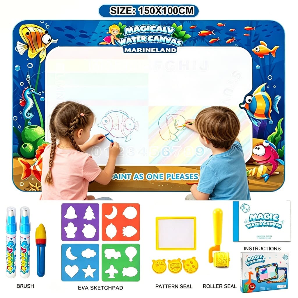 Tapete De Desenho De Água Grande 100x150cm Brinquedo Doodle Placa De Pintura Infantil Com 3 Canetas Mágicas Educativo