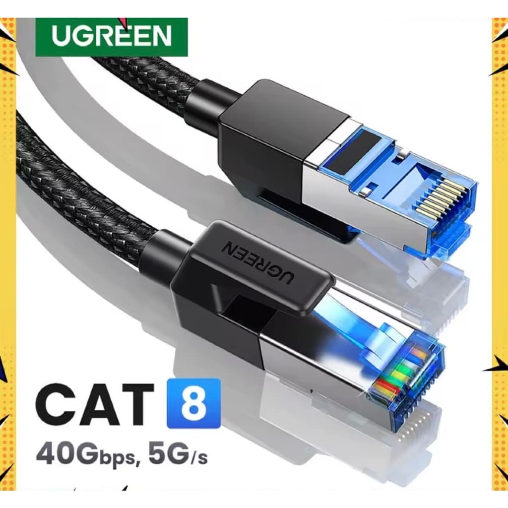 Cabo de Rede UGREEN CAT8 Flat 0,5M RJ45 40Gbps 2000MHz Ethernet Gamer para PS5 PS4 Xbox PC Roteador