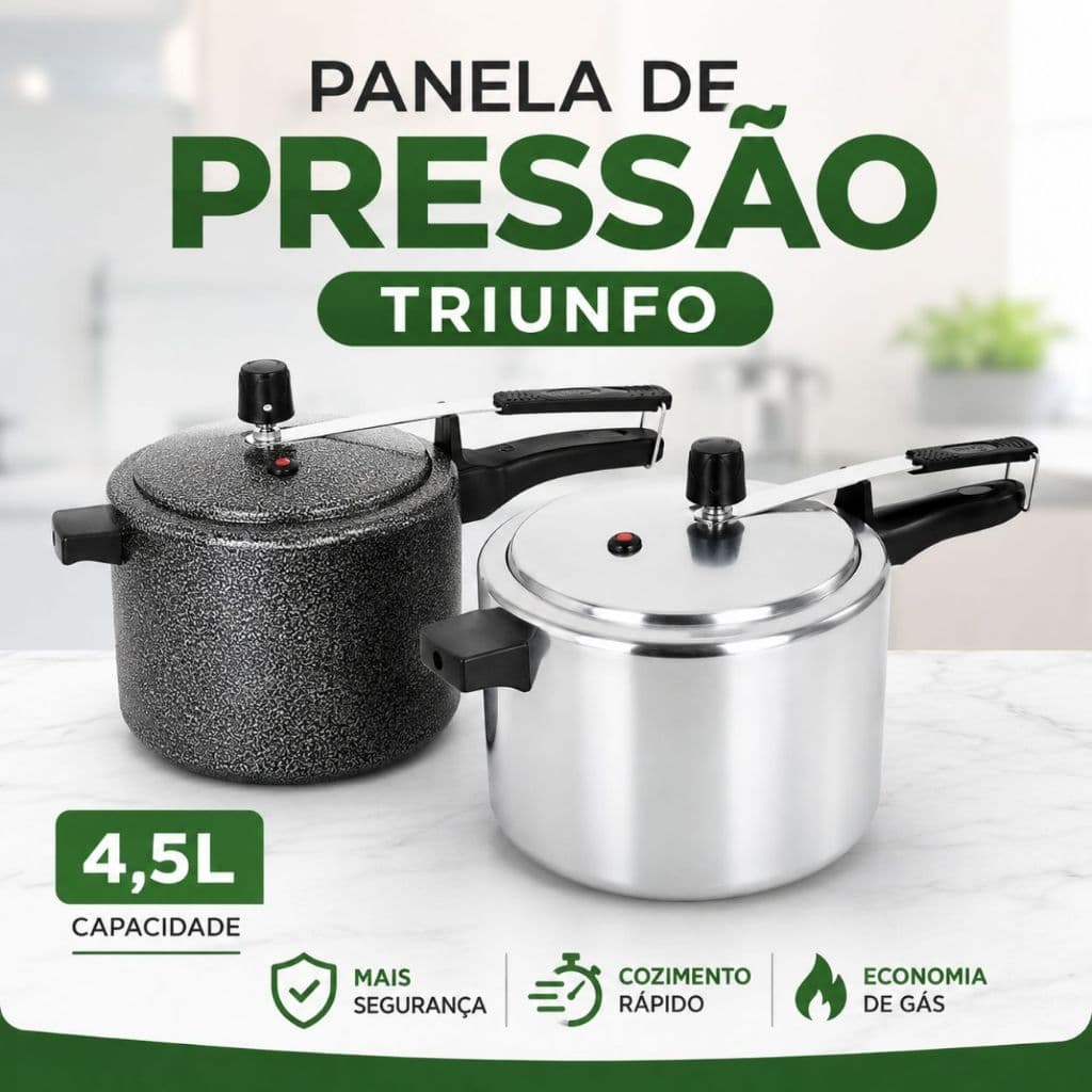 Panela De Pressão 4,05L Triunfo Original Alumínio Reforçado Cozinha Mais Rápida Economia De Gás Alta Durabilidade