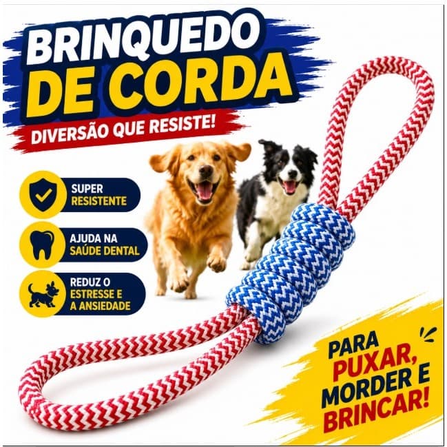 Brinquedo Para Cachorro Corda Cabo de Guerra Cães